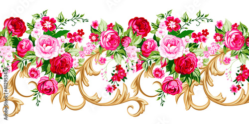 Seamless floral border with