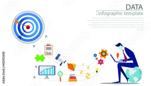 Businessman Idea concept illustration vector,Office Work,light bulb,darts shoot Into crotch for success,set icon,infographic template.