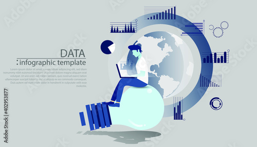 Businessman Idea concept   illustration vector,Office Work,Social Network Technology,Earth, chart,graph, for success,set icon,infographic template.