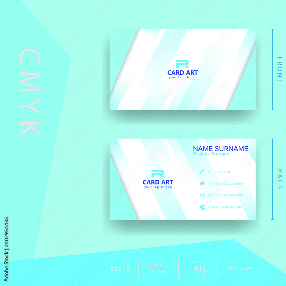 Blue business card template. Card name design Blue business card template. Card name design