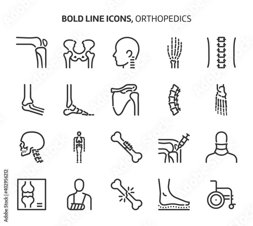 Orthopedics, bold line icons