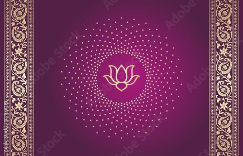 water lily, wedding card design, royal India	
