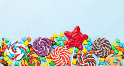 Various candy sweets and lollipop
