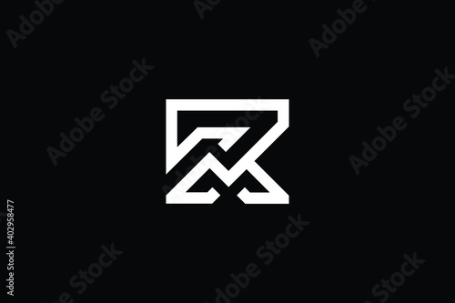 RM logo letter design on luxury background. MR logo monogram initials letter concept. RM icon logo design. MR elegant and Professional letter icon design on black background. M R RM MR
