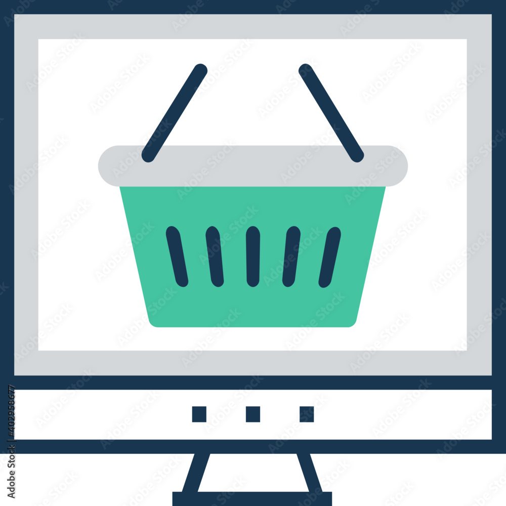 Online Shopping Flat and Line Icon