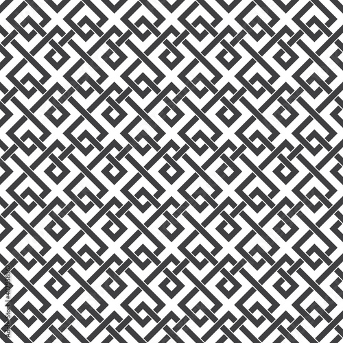 Abstract seamless pattern of intersecting lines. Swatch of black lines on a white background.
