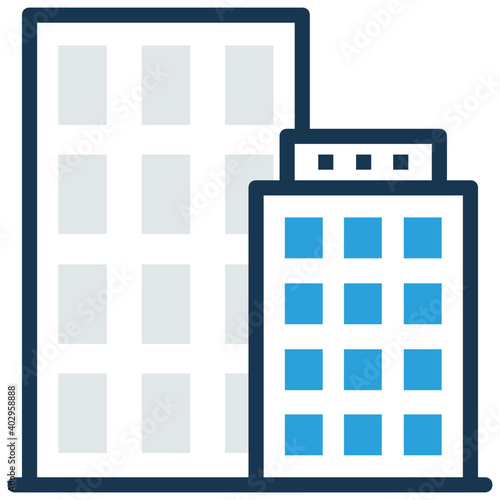 Vector illustration of an office building with adjacent block