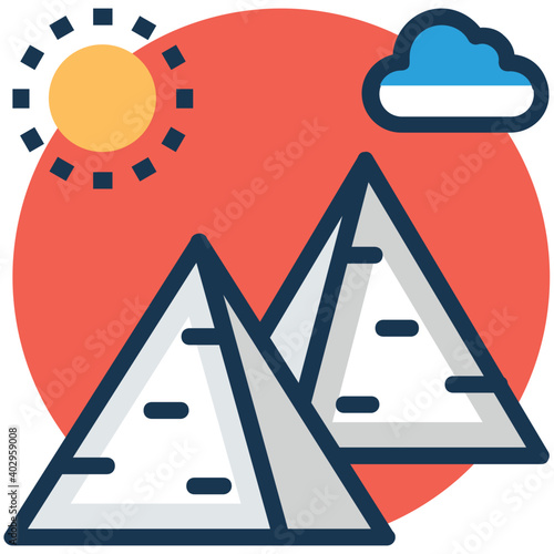 Flat vector icon of ancient importance holders Egypt Pyramids