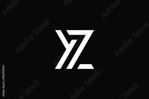 YZ logo letter design on luxury background. ZY logo monogram initials letter concept. YZ icon logo design. ZY elegant and Professional letter icon design on black background. Y Z ZY YZ photo