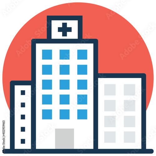 Flat illustration of Hospital building  Vector Icon 