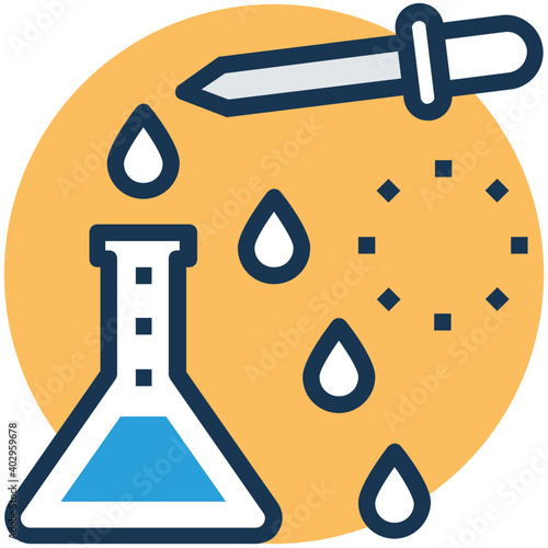 Pipette and volumetric flask, flat style vector illustration 