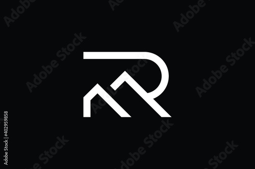RM logo letter design on luxury background. MR logo monogram initials letter concept. RM icon logo design. MR elegant and Professional letter icon design on black background. R M MR RM