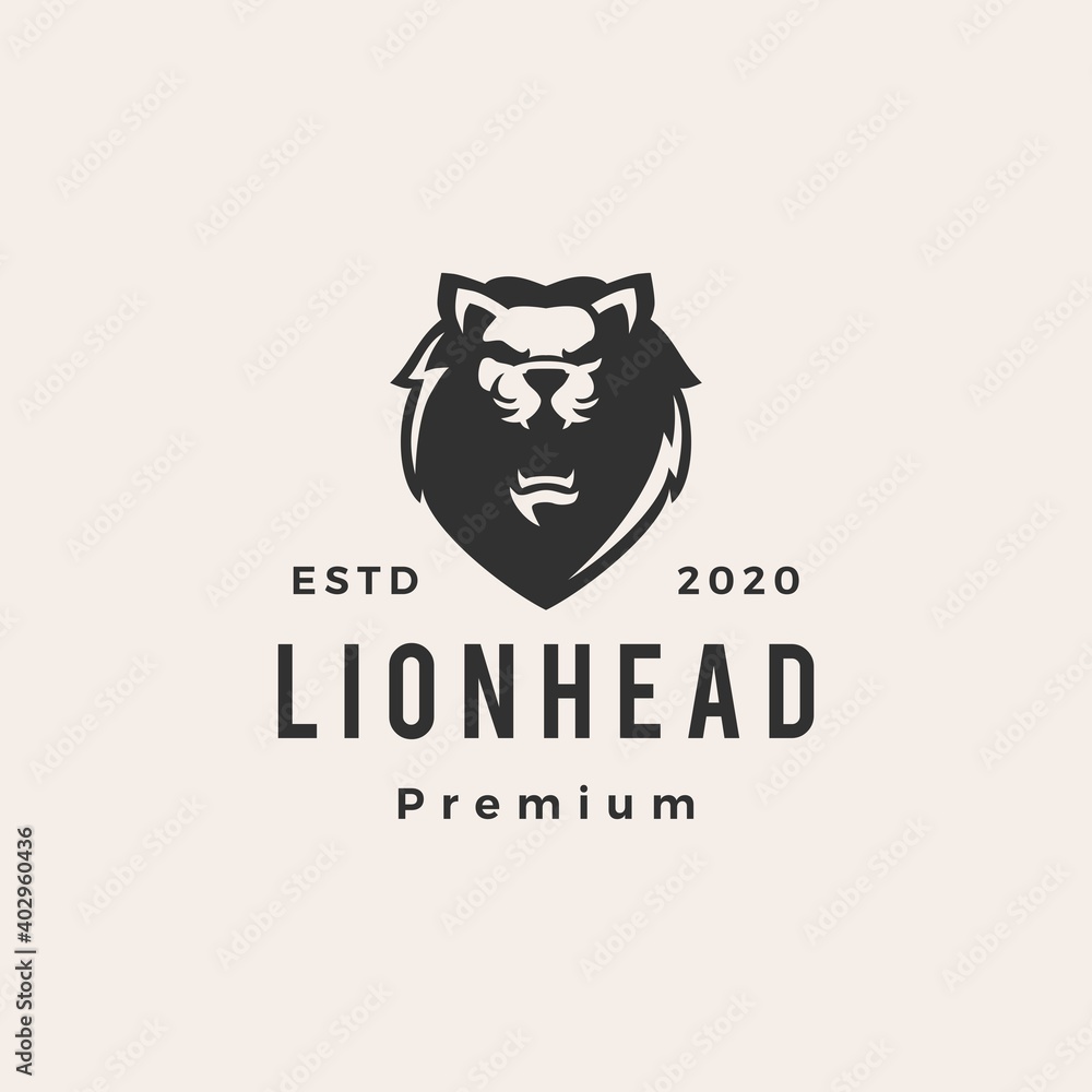 lion head hipster vintage logo vector icon illustration