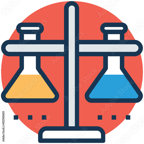 Vector chemical laboratory stand with glass flasks