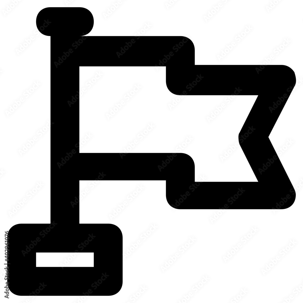 Bold line illustration of media flag line vector icon Bold line illustration of media flag line vector icon