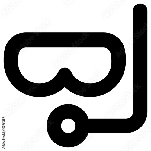 Scuba mask and snorkel flat vector icon 