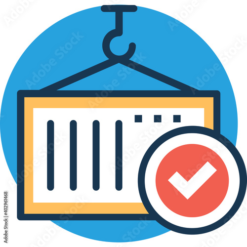 Vector illustration of a cargo container, consignment picked up from origin