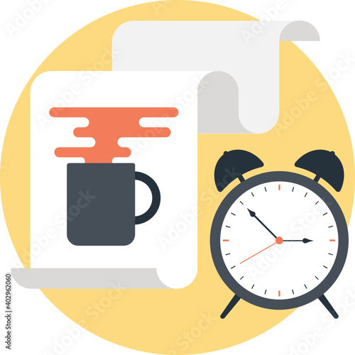 Break time or take a break with cup of coffee. Flat vector illustration 