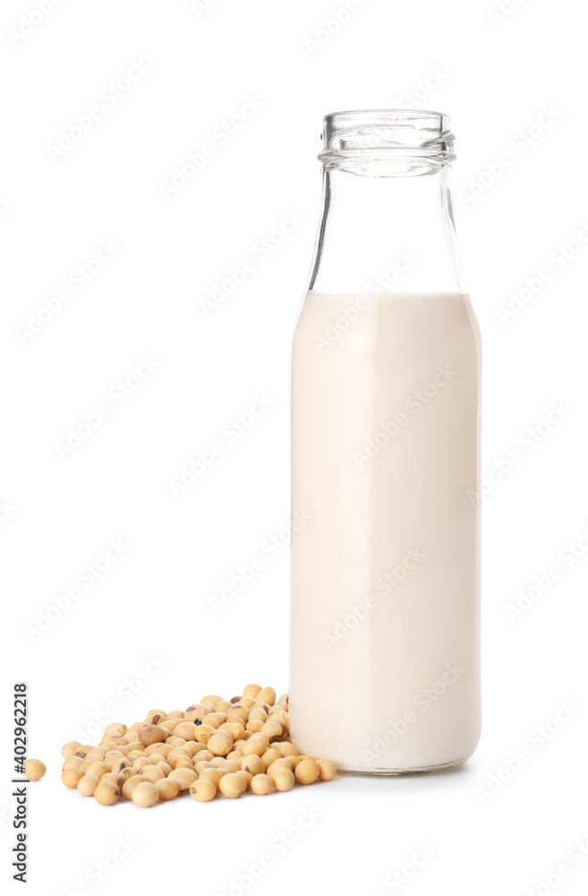 Bottle of soy milk isolated on white background Bottle of soy milk isolated on white background