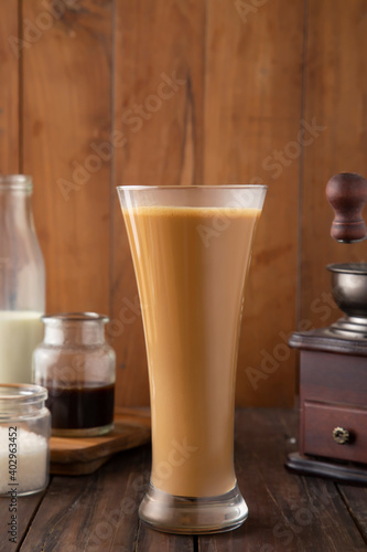  A tall Glass of Cold Coffee, Coffee Drink 	