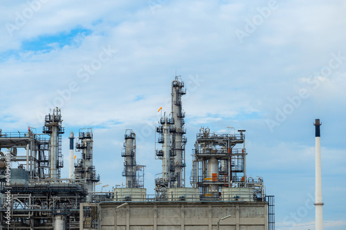 Industrial of oil refinery plant from industry zone ,Refinery factory oil storage tank and pipeline steel 