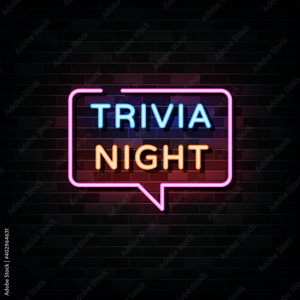 Trivia Night Neon Signs Vector. Design Template Neon Style Trivia Night Neon Signs Vector. Design Template Neon Style