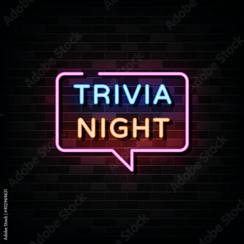 Trivia Night Neon Signs Vector. Design Template Neon Style