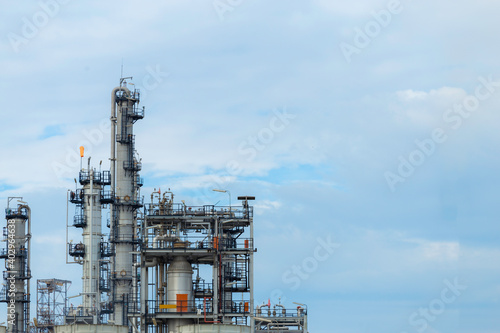 Industrial of oil refinery plant from industry zone ,Refinery factory oil storage tank and pipeline steel 