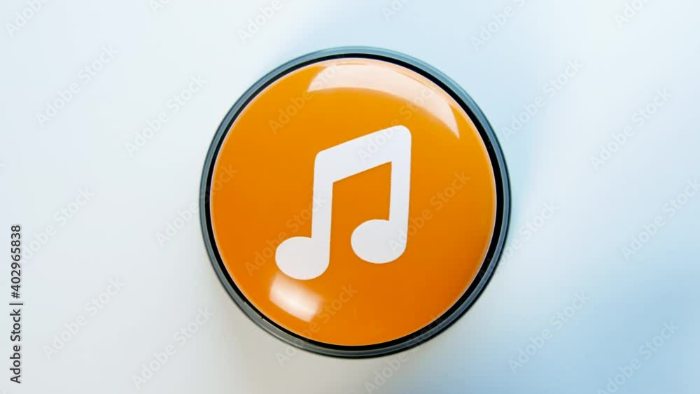 Pressing button with music sign. Woman downloads track on the Internet. Push the note symbol to start listening to music. Musical app, website, social media live streaming. Audio technology, play icon Pressing button with music sign. Woman downloads track on the Internet. Push the note symbol to start listening to music. Musical app, website, social media live streaming. Audio technology, play icon