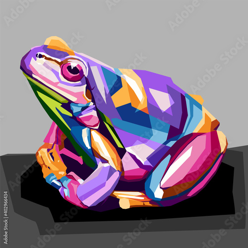 animal print frog pop art prtrait premium vector poster design photo