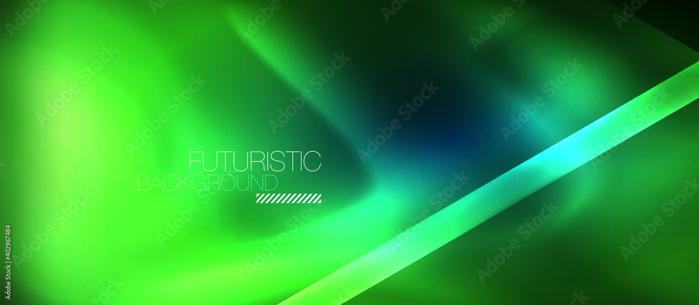 Naklejka premium Neon geometric abstract background. Triangles with color glowing light effects in the dark. Vector illustration for covers, banners, flyers and posters and other