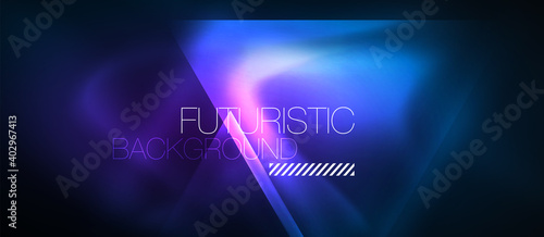 Neon geometric abstract background. Triangles with color glowing light effects in the dark. Vector illustration for covers, banners, flyers and posters and other
