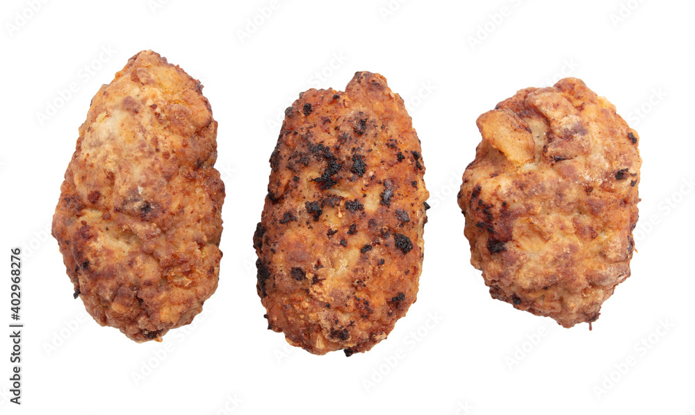 Fried meat cutlets isolated on a white