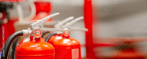 Foto Inspection Fire extinguisher and fire hose,Ready to use in the event of a fire