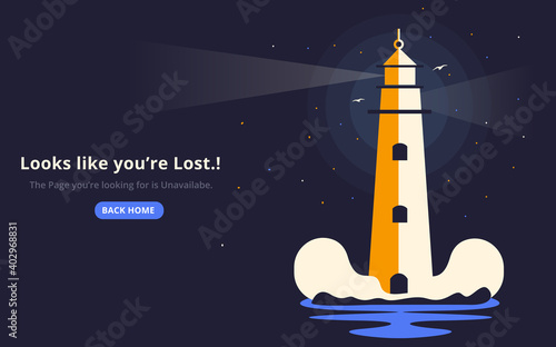 404 Error Background With Lighthouse