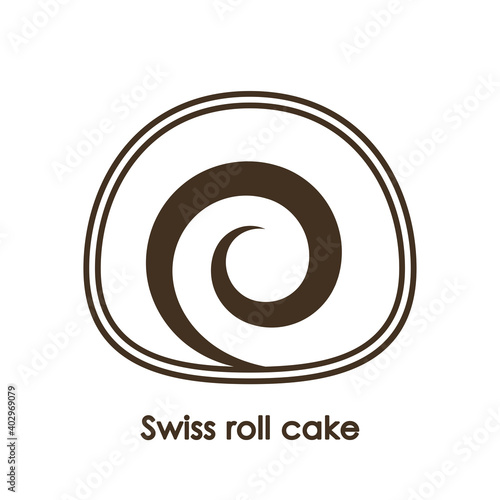 Swiss roll cake logo design. Swiss roll cake doodle symbol vector.