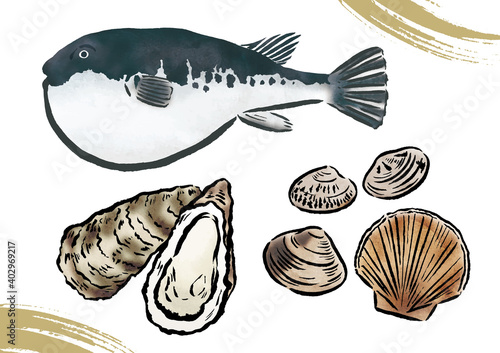 鮮魚ふぐ牡蠣貝類
