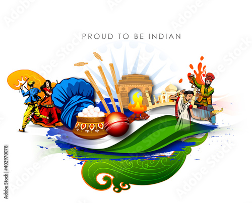 Indian Republic day concept with text 26 January. Vector illustration © mona_