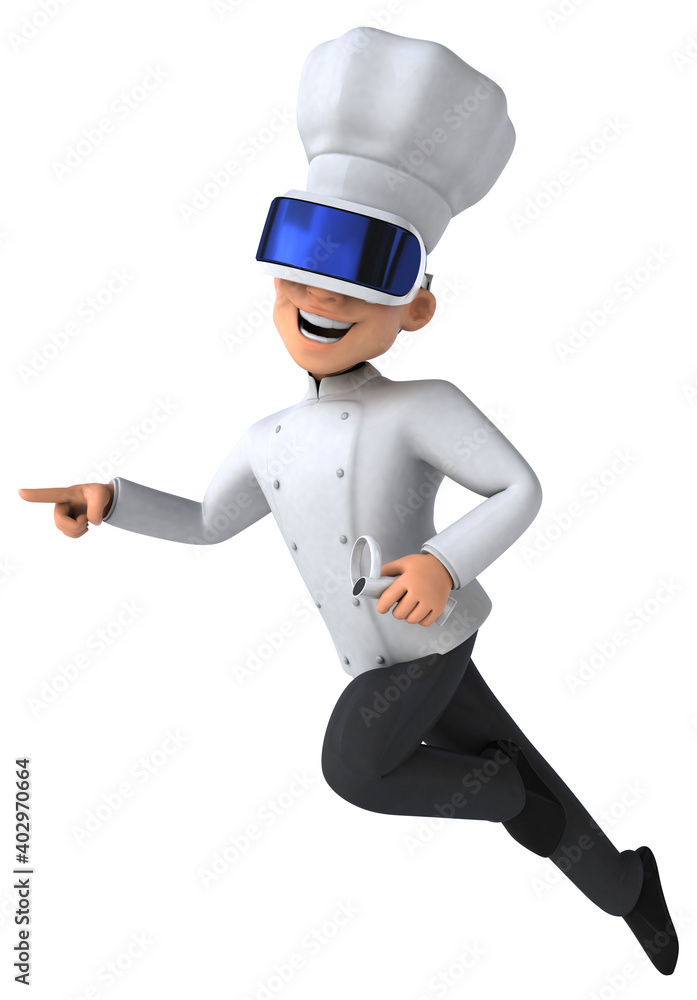 Fun 3D Illustration of a chef with a VR Helmet Fun 3D Illustration of a chef with a VR Helmet