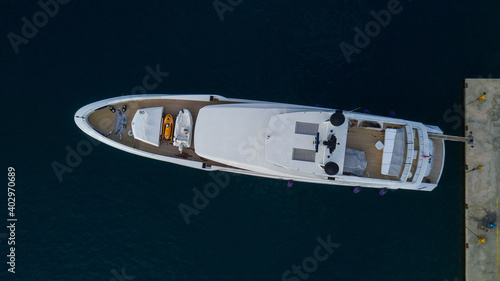 big yacht view from drone