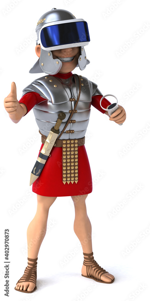 Fun 3D Illustration of a roman soldier with a VR Helmet Fun 3D Illustration of a roman soldier with a VR Helmet