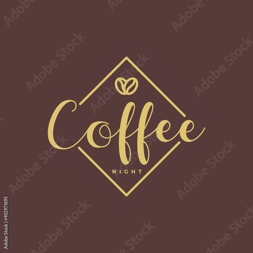 Coffee icon logo design with square frame in minimalist retro vintage style suitable for coffee shop or cafe logos