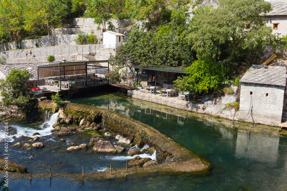 View of the Buna River in the Bosnian town of Blagaj.