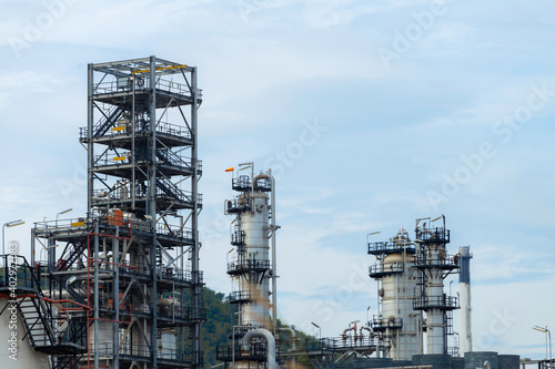 Industrial of oil refinery plant from industry zone ,Refinery factory oil storage tank and pipeline steel 