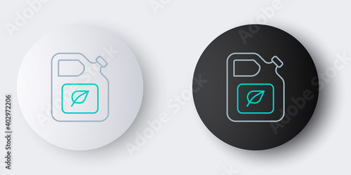 Line Bio fuel canister icon isolated on grey background. Eco bio and barrel. Green environment and recycle. Colorful outline concept. Vector.