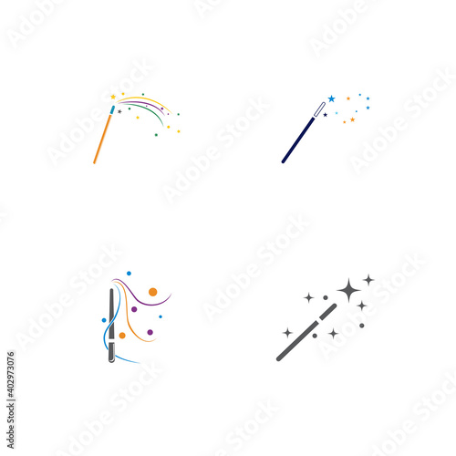 Set Wand magic stick Logo Template vector symbol nature