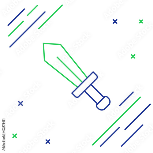 Line Sword for game icon isolated on white background. Colorful outline concept. Vector.