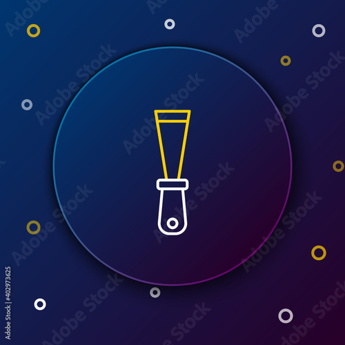 Line Putty knife icon isolated on blue background. Spatula repair tool. Spackling or paint instruments. Colorful outline concept. Vector.