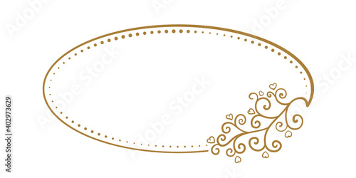Vector horizontal oval dotted frame with floral decoration