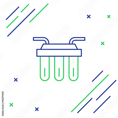 Line Water filter icon isolated on white background. System for filtration of water. Reverse osmosis system. Colorful outline concept. Vector.